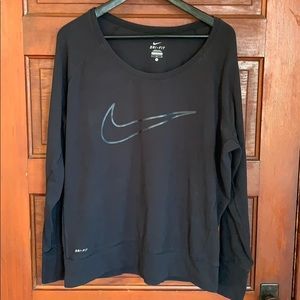 Nike scoop neck black on black swoosh long sleeve